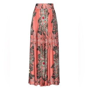 Floral Print Maxi Silk Skirt
